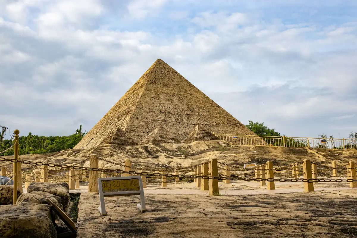 The pyramids and Sphinx miniature at the Africa zone of Window of the World
